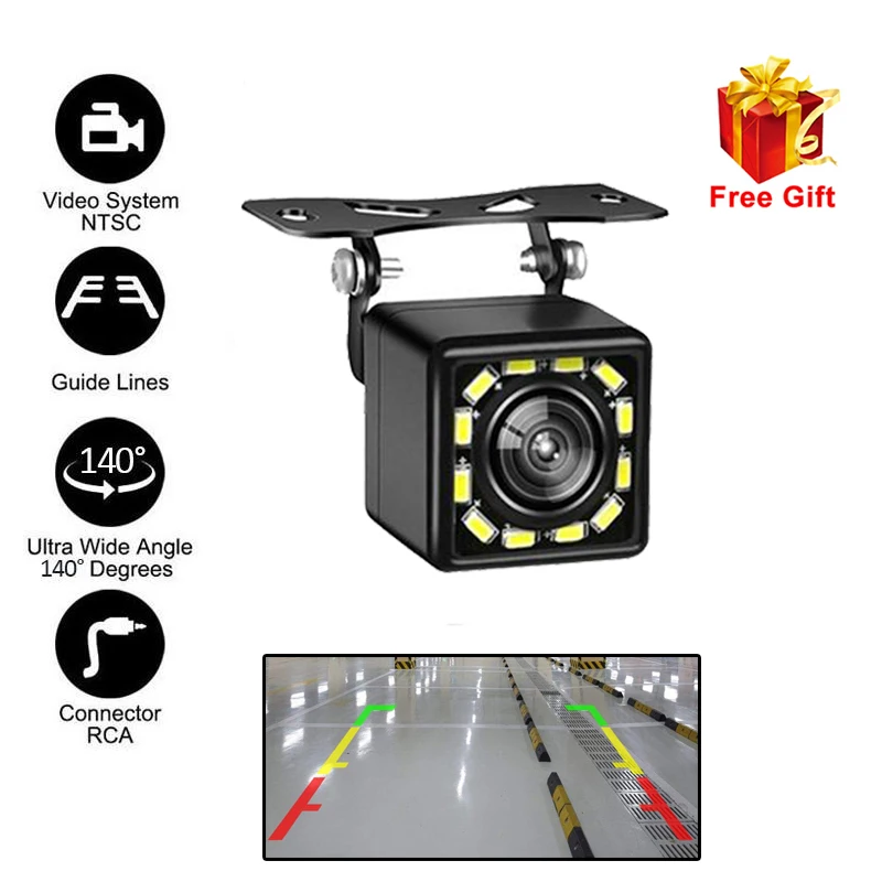 Car Rear View Camera Universal 12 LED Night Vision Backup Parking Reverse Waterproof 140 Wide Angle HD Color Image | Автомобили и