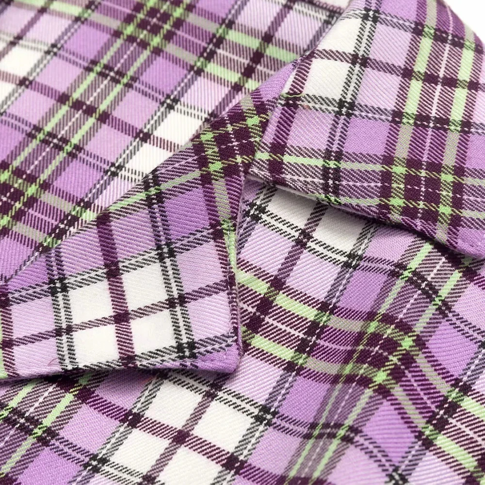 

New Womens Tops And Blouses Plaid Crop Top Blazer Shirt Korean Style Plus Size Casual Streetwear Female Summer Purple Outerwear