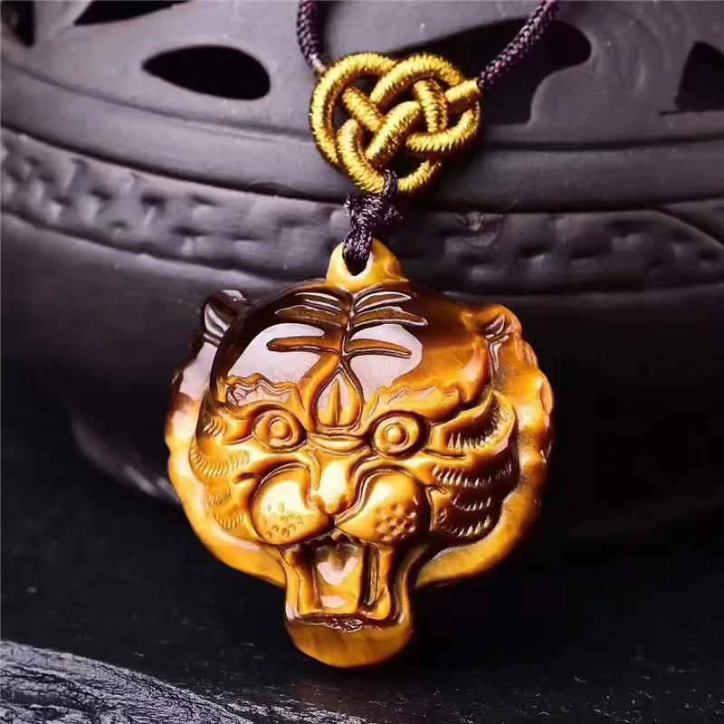 Кулон с головой нефрита из натурального тигрового глаза модное очаровательное