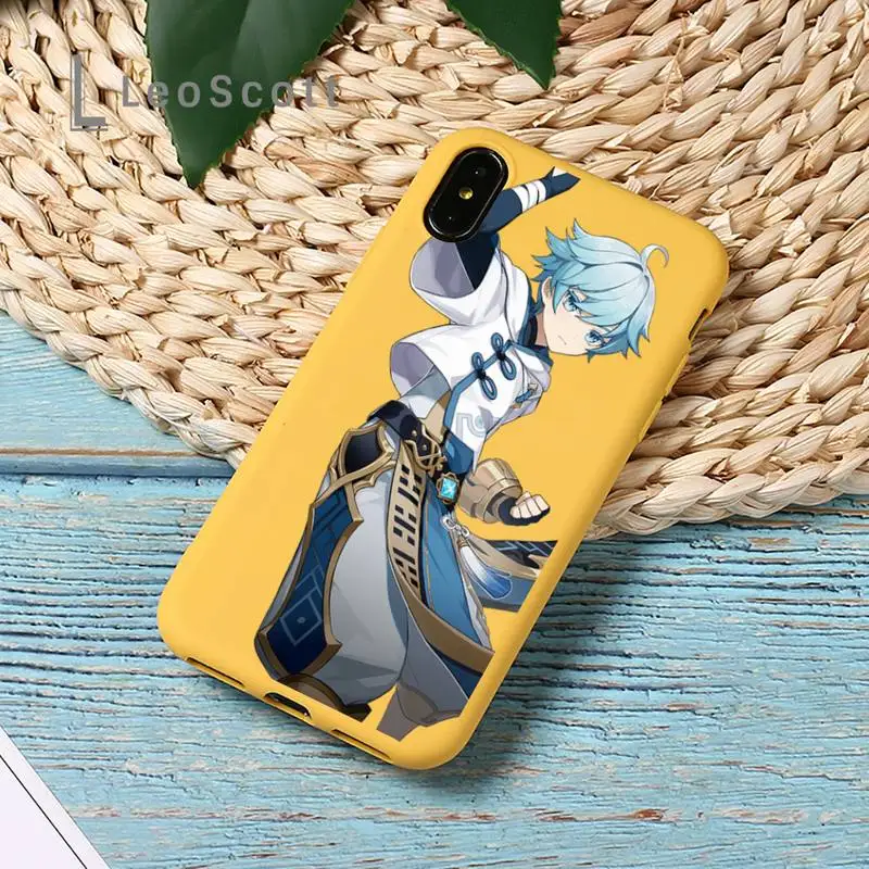 

genshin impact Phone Case Yellow Candy Color for iPhone 11 12 mini pro XS MAX 8 7 6 6S Plus X SE 2020 XR