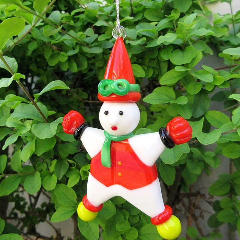 

Christmas Tree Hanging Glass Santa Claus Snowman Figurine Pendant Birthday Xmas Cute Gift For Kids Home Garden Decor Accessories