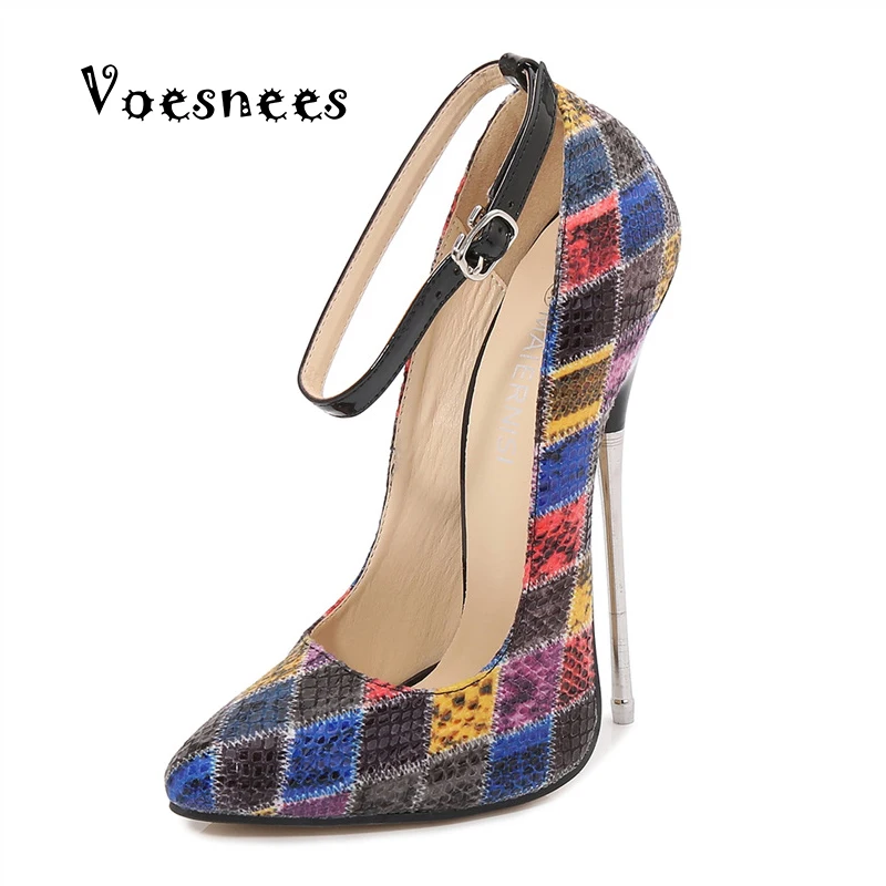 

Новинка; Босоножки на шпильках из змеиной кожи; Женская обувь; Модельные пикантные туфли на очень высоком каблуке 16 см для ночного клуба и ба...