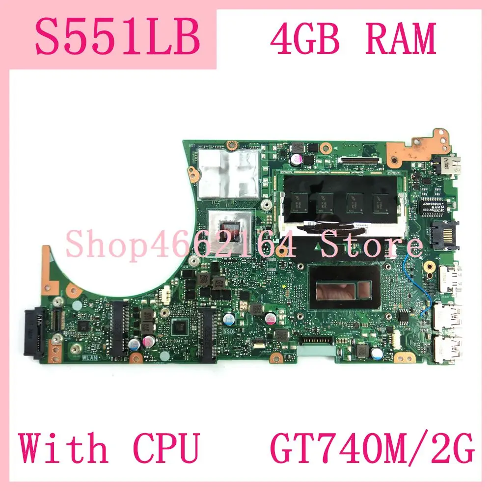 

S551LB With i5/i7 CPU 4GB RAM GT740M/2G GPU Notebook Mainboard For ASUS S551 S551L S551LN S551LA R553L K551L Laptop Motherboard