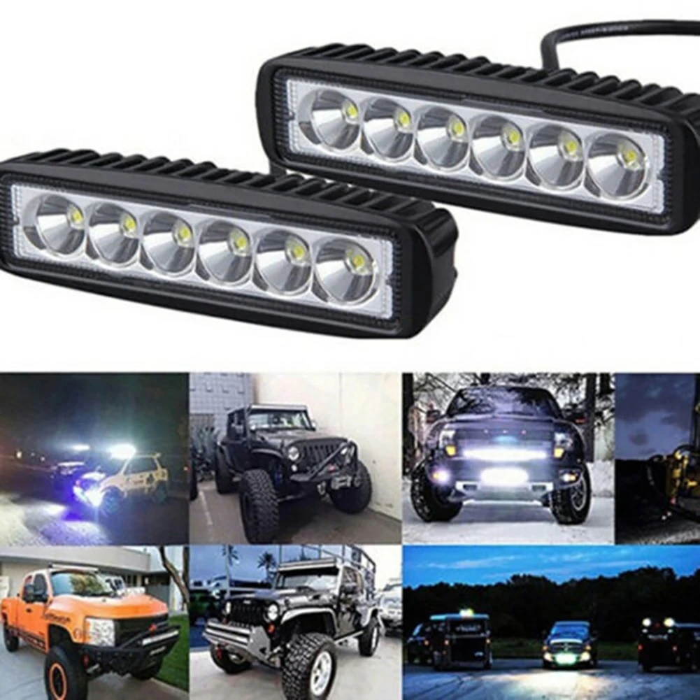 

12V Universal Car Light 6LED 18W DRL Work Lights Spotlight 800LM Off-road Automobile Truck Driving Fog Lamp Headlight Light Bar