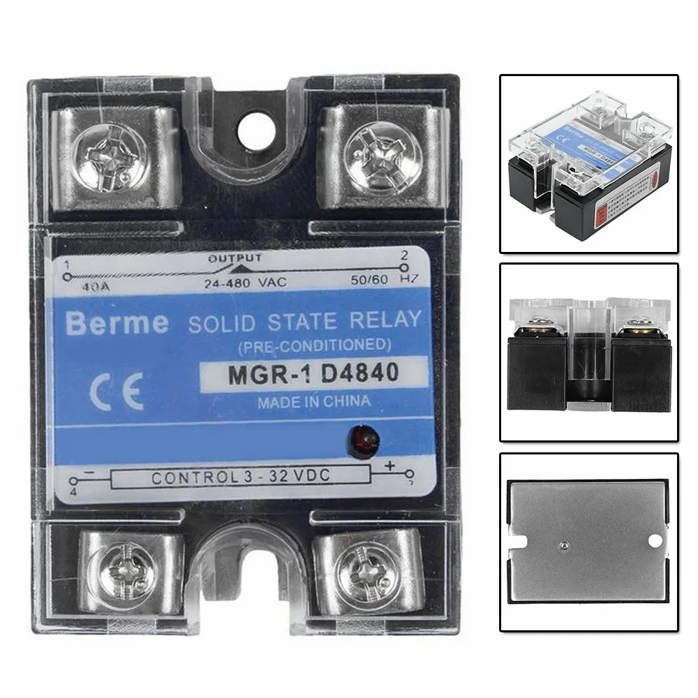 Однофазное твердотельное реле SSR с 24-480 В переменного тока на 3-32 постоянного для