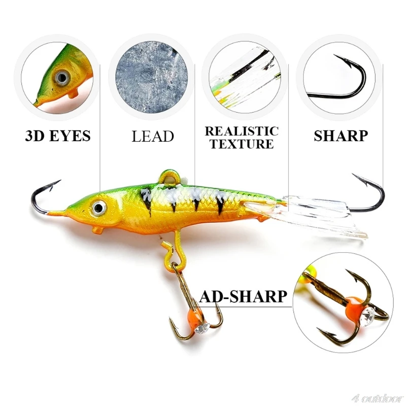 

12g/7.1cm Ice Hook Fishing Lures Artificial Hard Swim Bait Winter Crankbait Lure L69F