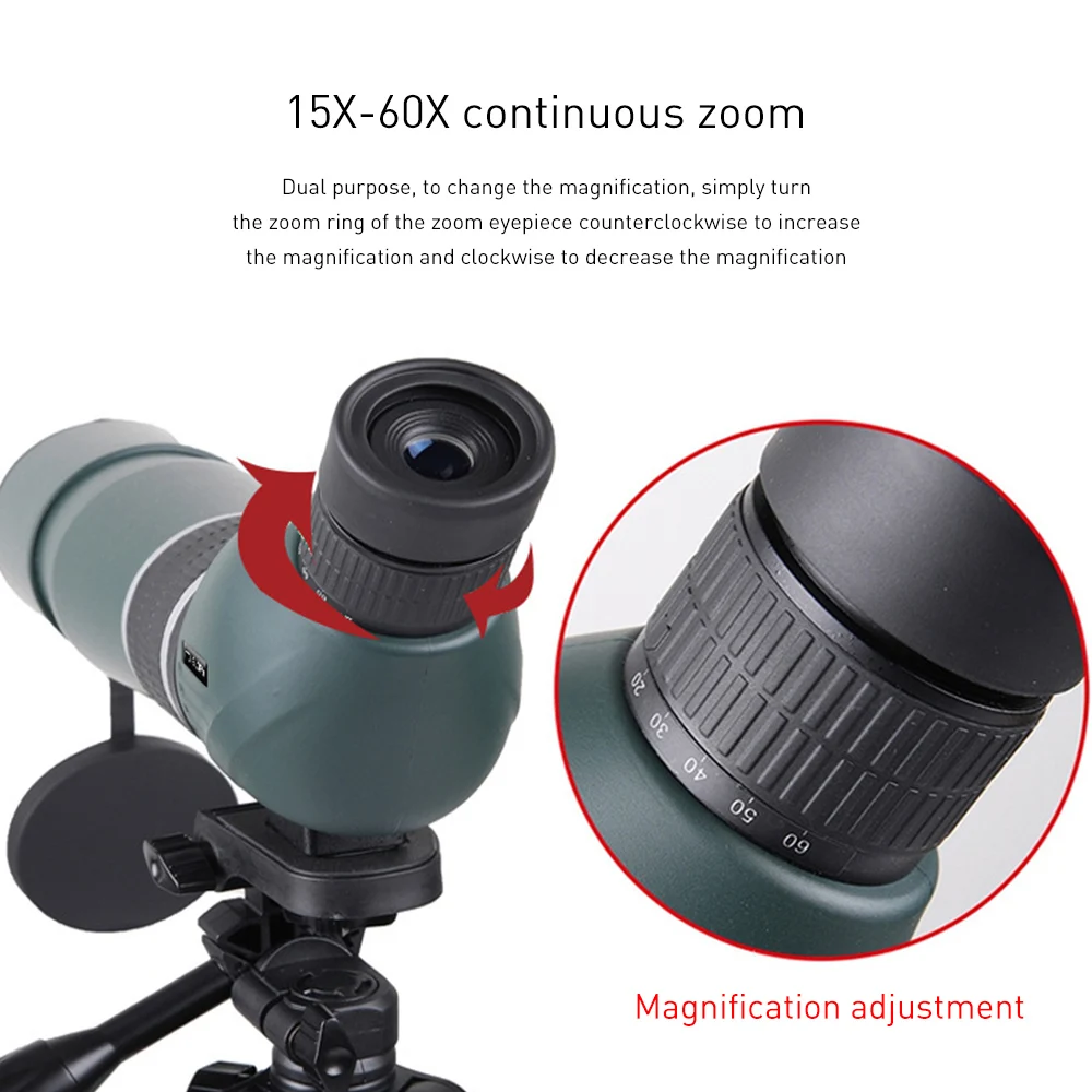 

15-60x66 Spotting Scope HD BAK4 Prism Night Vision Monocular With WiFi APP For Shooting Practice Wildlife Watching