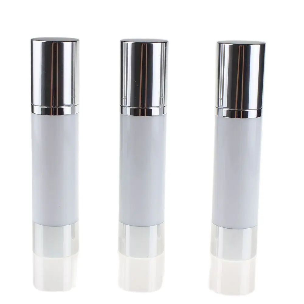 Новое поступление! 50 мл белая безвоздушная бутылка блестящий серебряный