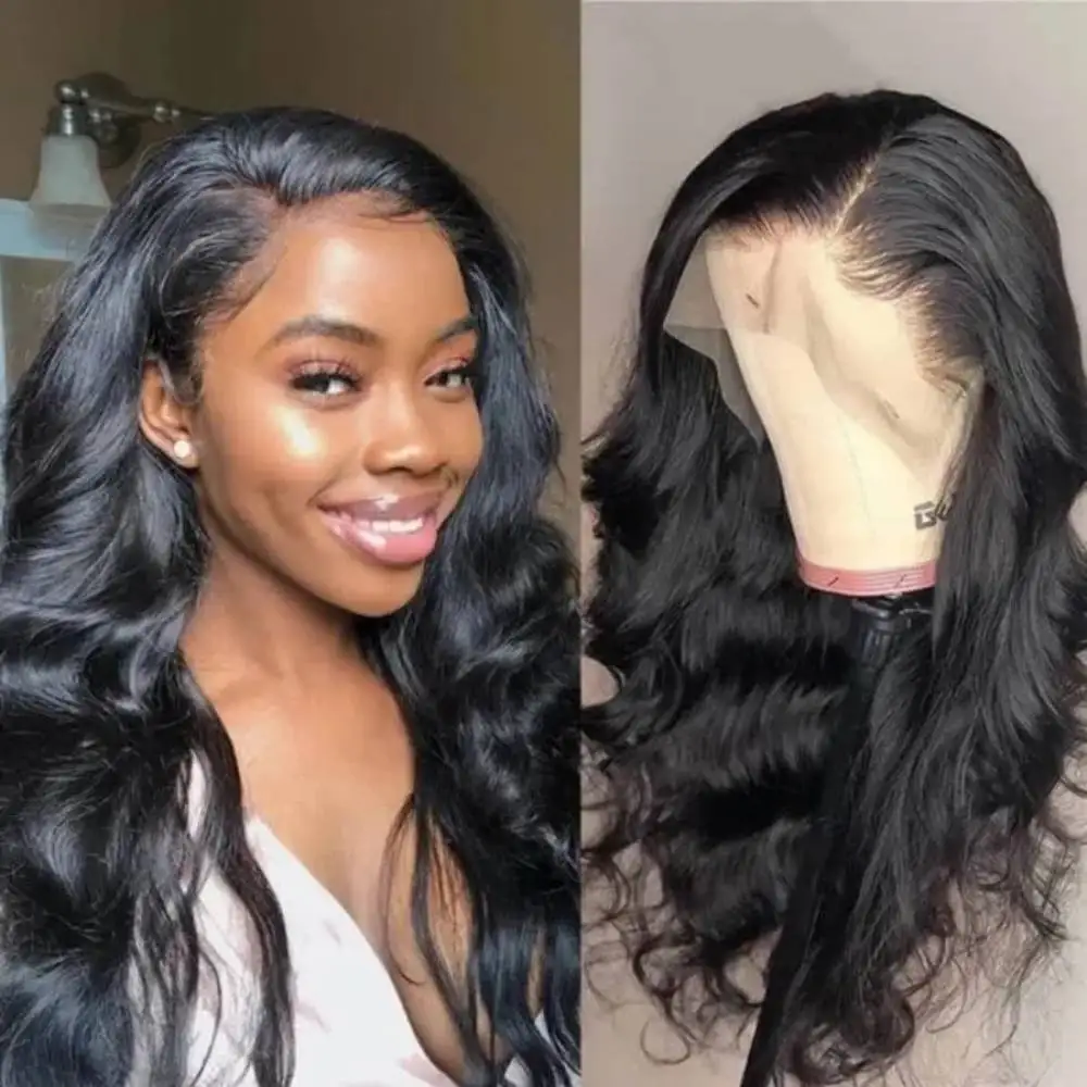 

Body Wave 13x4 Lace Front Human Hair Wigs for Black Women Brazilian Long Hair 180% 250% Transparent Lace 9A Virgin Hair 10"-34"