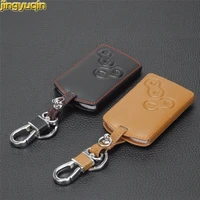 jingyuqin leather key case cover for renault laguna 2 3 scenic 2 3 fluence clio megane 1 2 3 4 koleos sandero captur duster