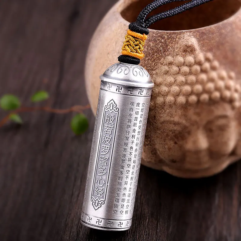 Подвеска из серебра 925 пробы в виде сердца Будды с сутрой