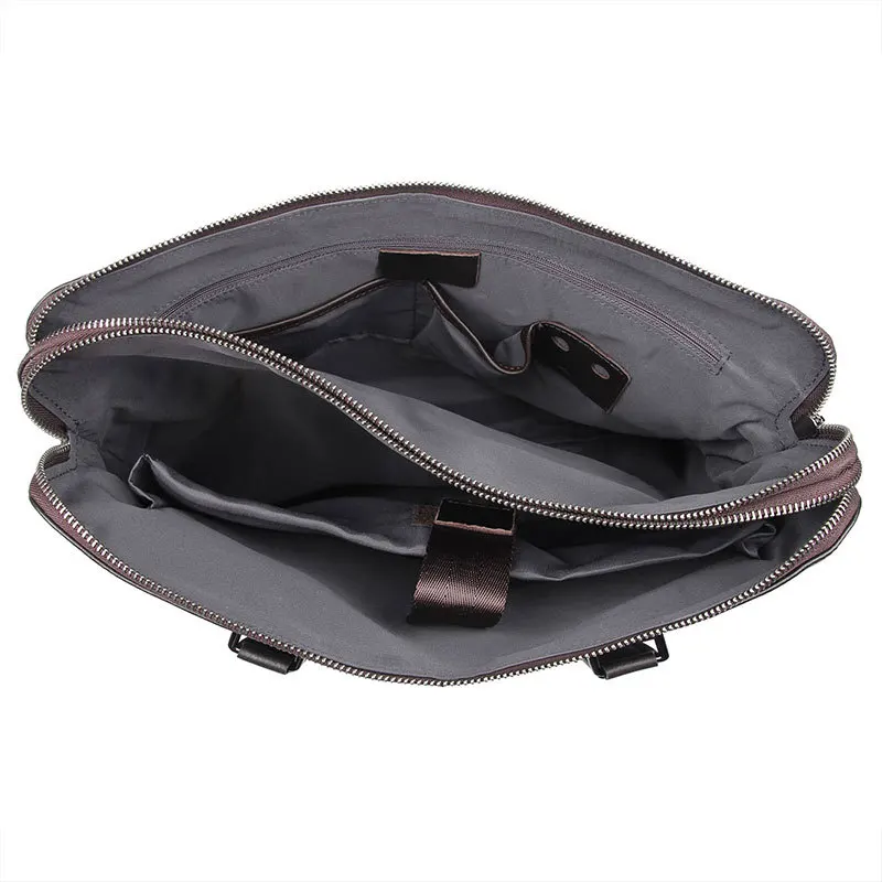 Nesitu Highend Black Chocolate Blue Genuine Leather 14'' Laptop Office Men's Briefcase Business Messenger Bag A4 Portfolio M7412