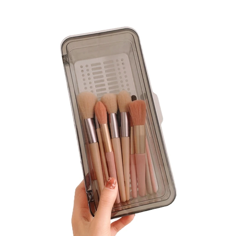 Новинка 2021 прозрачная коробка для хранения косметических кистей с крышкой
