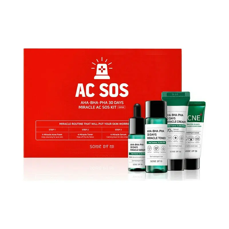 

Набор для ухода за кожей Mi AHA BHA PHA 30 дней Miracle AC SOS Kit Edition 1 упаковка (4 предмета) эффективно удаляет прыщи против отбеливание акне уход за кожей