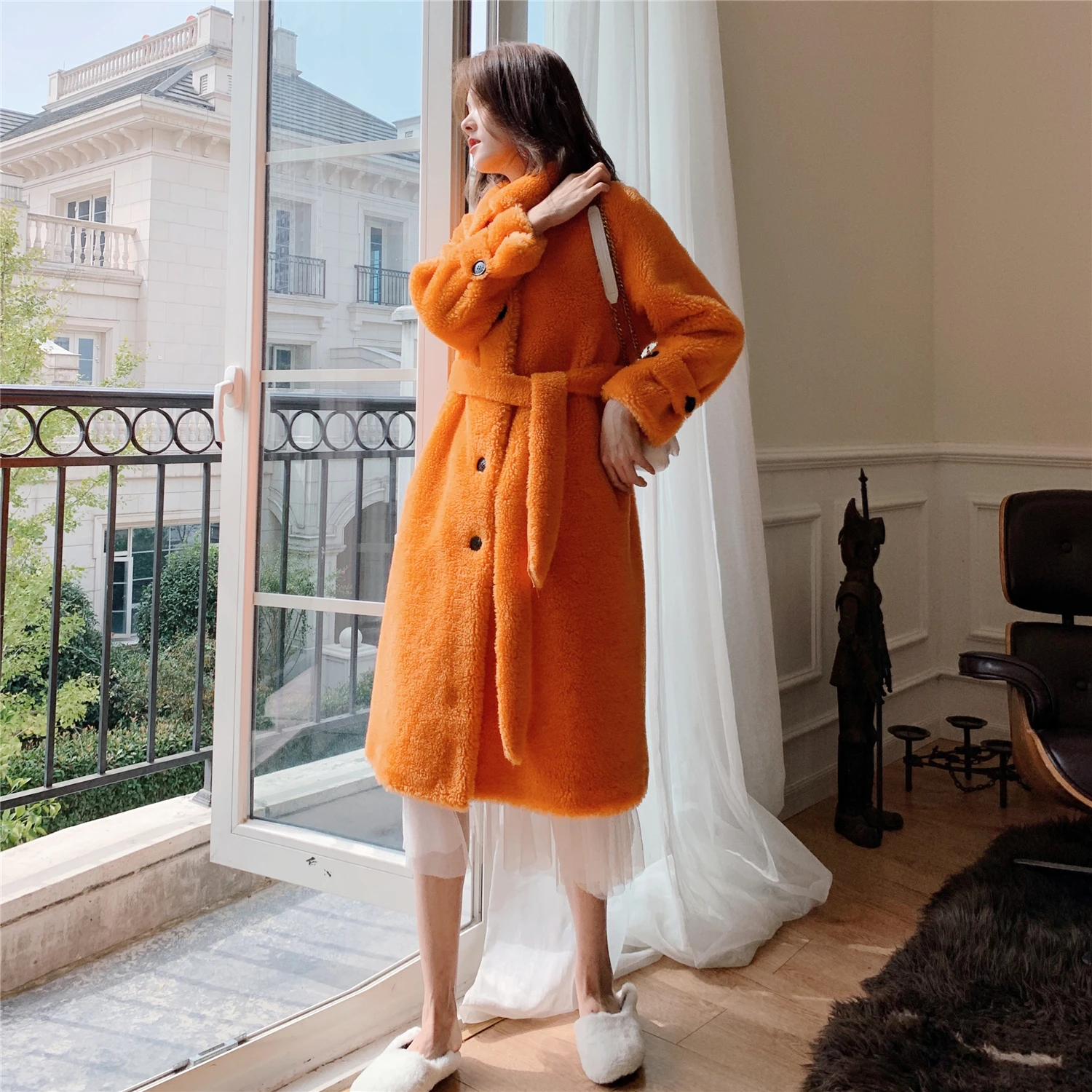 Billig Weibliche Echtpelz Vintage Lange Schafe Scheren Jacke Frauen Kleidung 2020 Koreanische Mode 100% Wolle Mantel Top Hiver 908990