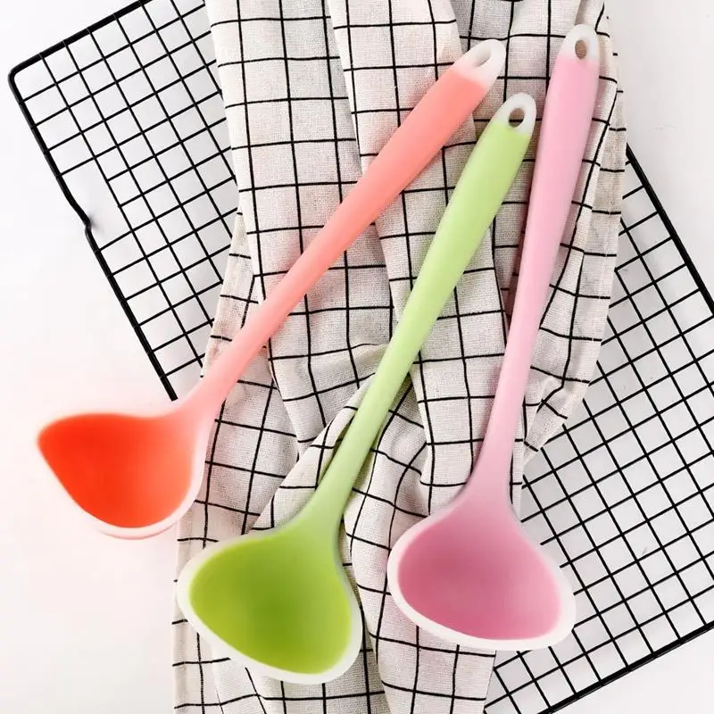 

Long Handle Silicone Soup Spoon Kitchen Non-Stick Large Food Spoons Ladle Home Cocina Cooking Utensils Tool