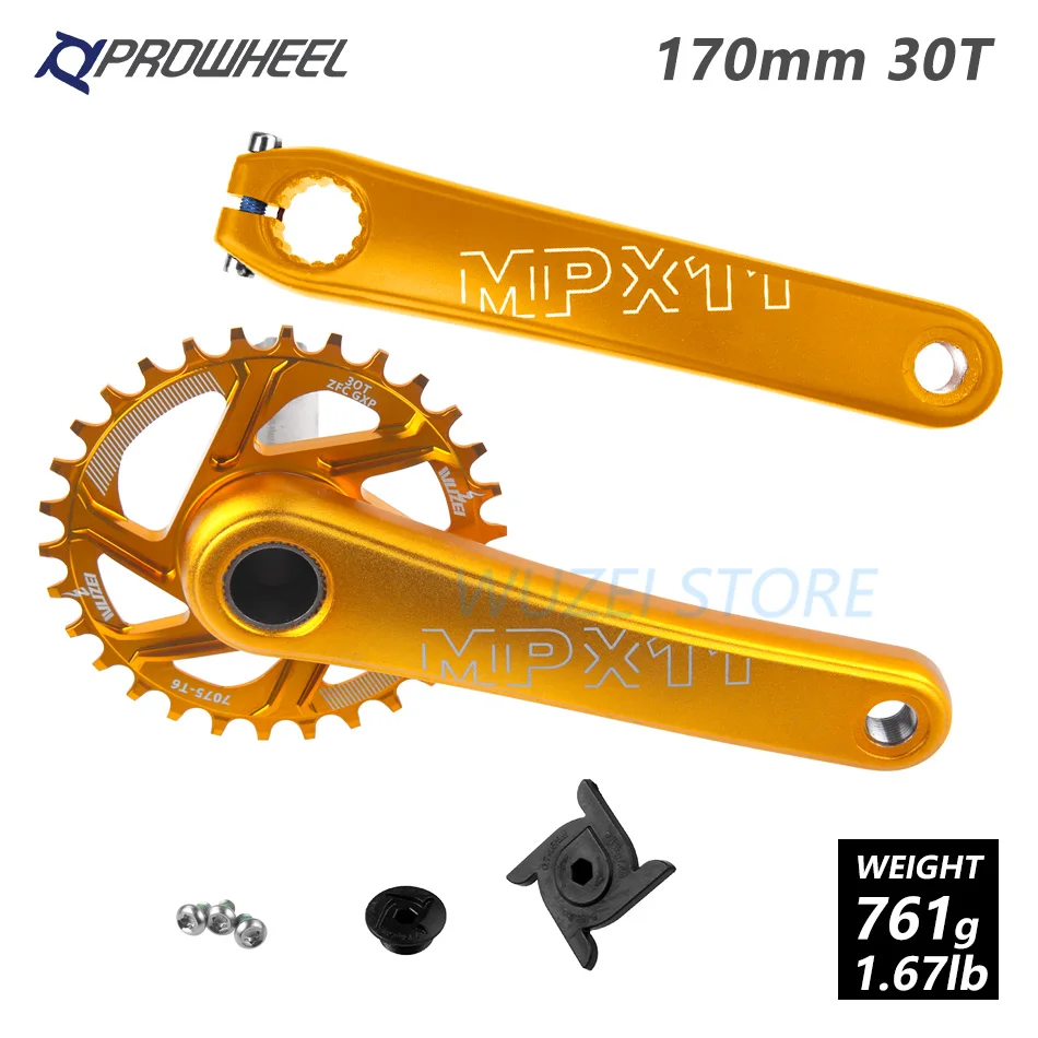 170mm Yellow 30T PROWHEEL MPX11 Кривошип горного велосипеда цепное колесо 170/175 мм/30/32/34/36/38 T звезды MTB велосипед диаметра окружности болтов для SRAM GXP XX1 X9 модными принтами XO X01 - Цвет: 170mm Yellow 30T