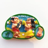 qiqipp hawaii creative tourism commemorative gift hula dance color painting crafts magnetic stickers refrigerator stickers