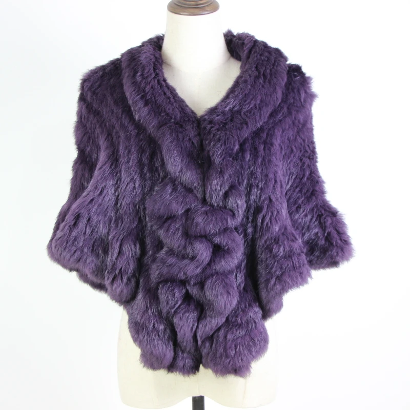 2020  new fur knitted rabbit fur outerwear batwing sleeve thermal large cape rex rabbit fur cloak