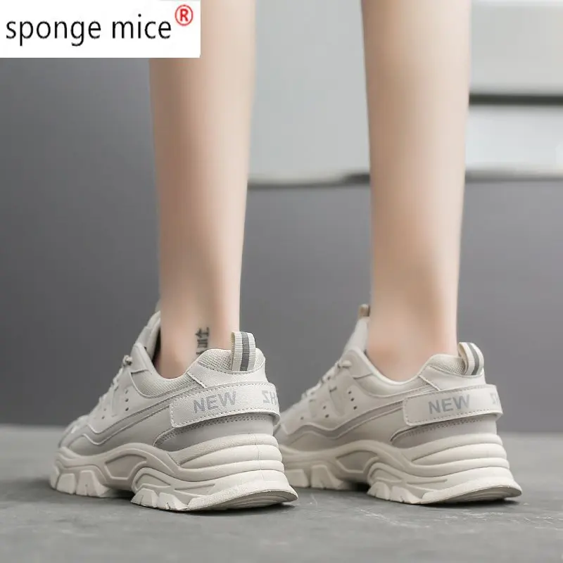 

Women Shoes 2021 Breathable Platform Sneakers Mesh Casual Sports Shoes Female Fashion Lace Up High Leisure Women Vulcanize Shoe