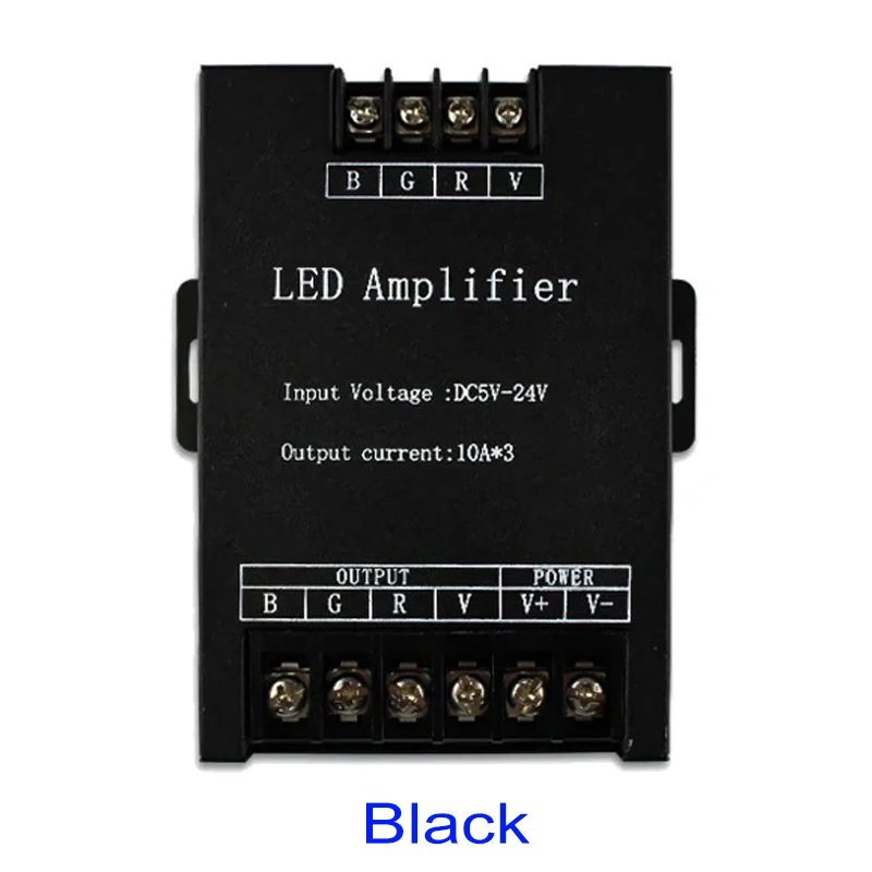 Усилитель питания LED-освещения с контроллером цвета DC5V-24V 12V30A алюминиевый/черный ретранслятор сигнала 360 Вт включен.
