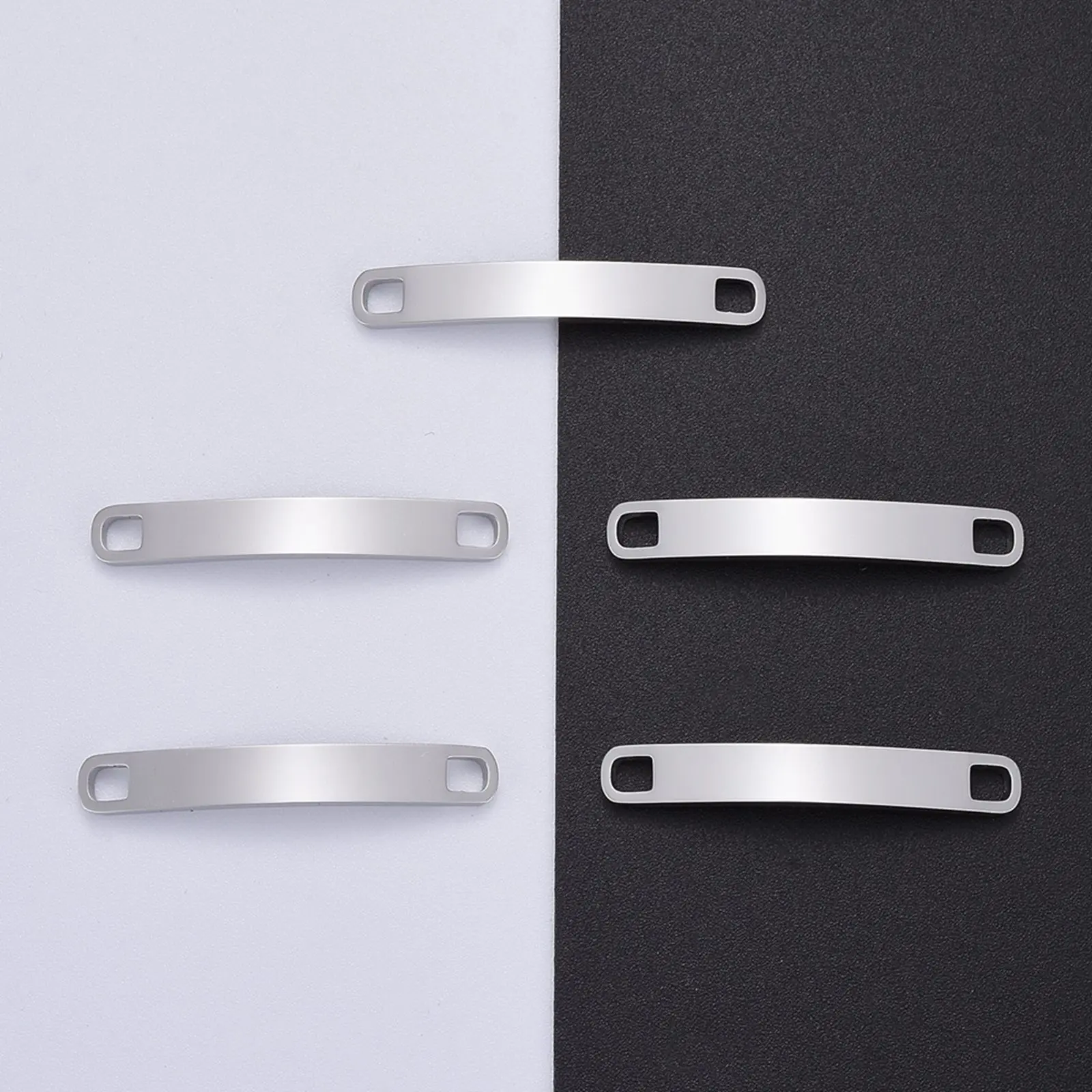 

10 Pcs 304 Stainless Steel Rectangle Curve Bar Blank Stamping Tags Links Connectors For DIY Necklaces Bracelets Jewelry Making