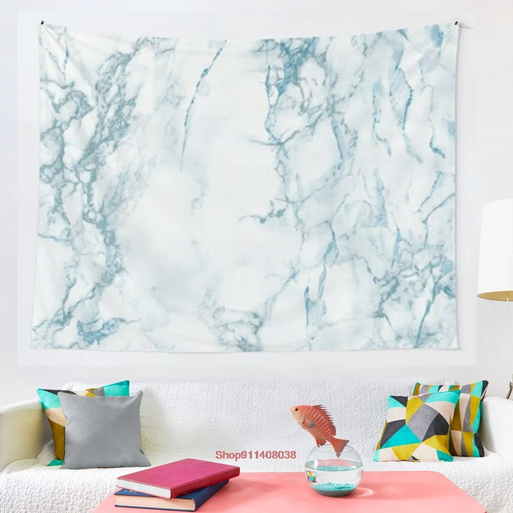 Бледно голубой гобелен под мрамор Йога Будда в виде индийской мандалы настенный