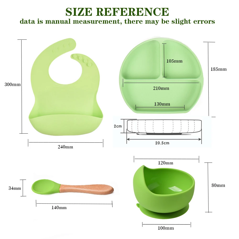 

1set Silicone Baby Feeding Bowl Tableware Waterproof Spoon Bibs Non-Slip Crockery BPA Free Silicone Dishes for Baby Bowl Baby Pl