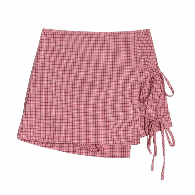 Новинка 2019 французские винтажные милые розовые клетчатые шорты юбки пикантные