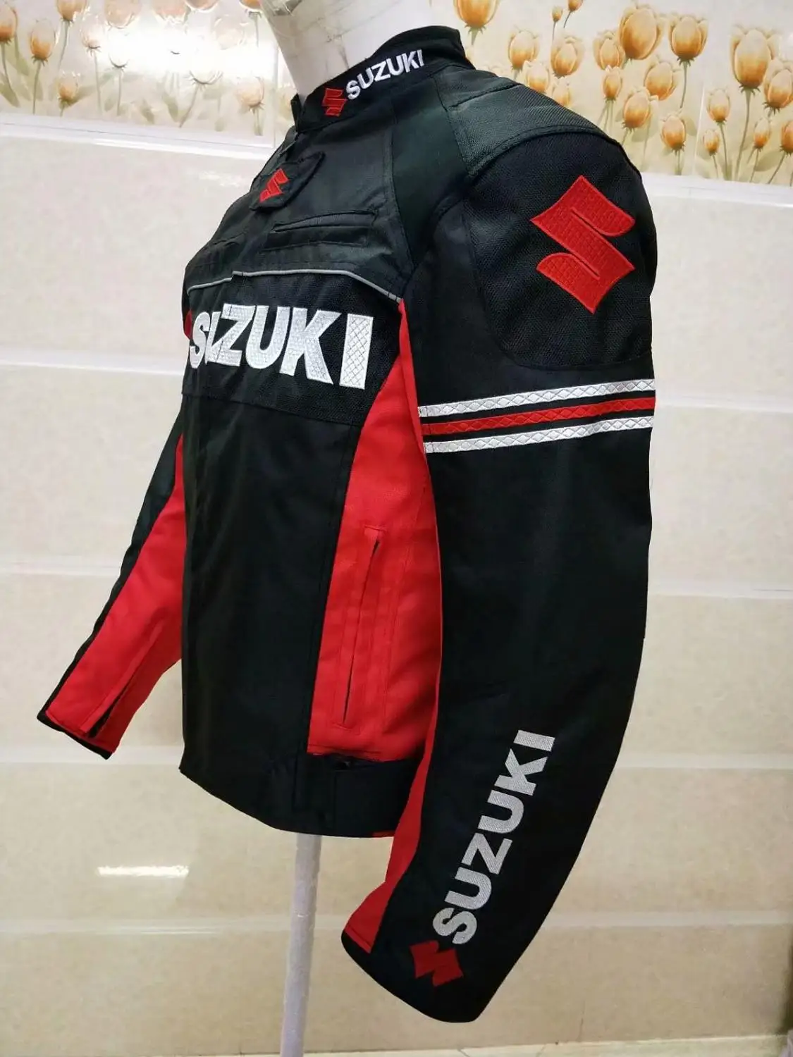 Новое поступление, профессиональные куртки для мотокросса для SUZUKI, ткань Оксфорд, куртки для мотогонок, ездовые куртки с защитой 5 шт - Цвет: Красный