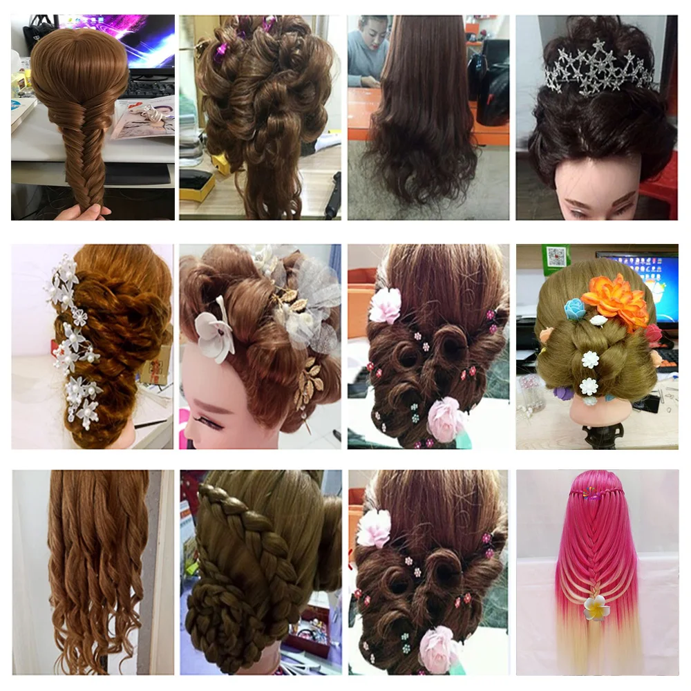 Send gift 24'' 50% Real Hair Hairdressing Head Training Mannequin Braiding Display Model Dummy Doll Clamp |