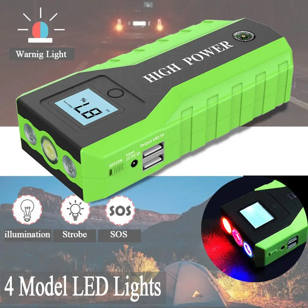 GKFLY Высокая емкость 20000 мАч 12 В стартер для автомобиля 1000А портативное пусковое