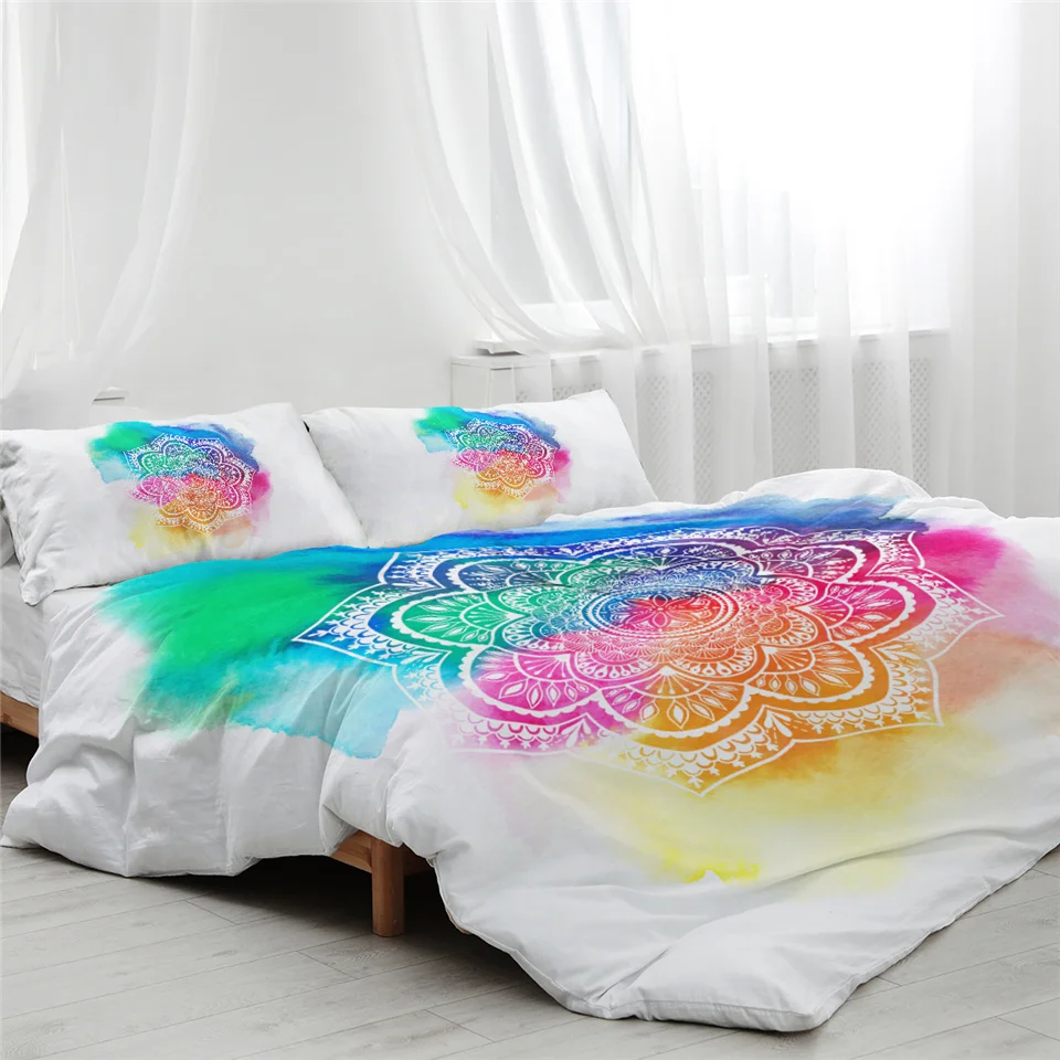 Blesslive цветок лотоса Tie Dye постельное белье 3 шт. богемный Мандала пододеяльник Желтый Фиолетовый Зеленый Tye Dye домашний текстиль