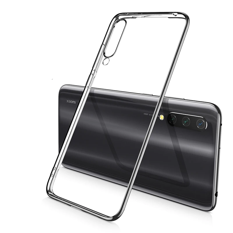 Прозрачный силиконовый чехол с покрытием для Xiaomi Mi 9 9T SE CC9 CC9e A3 RedMi Note 7 Pro 7A K20 Pro TPU Мягкий тонкий Чехол - Цвет: Черный
