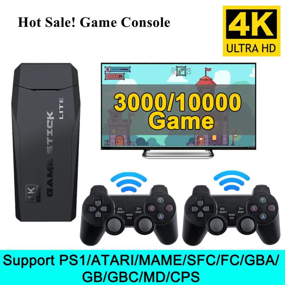 

Новая беспроводная игровая консоль 4K HD дисплей на ТВ Проектор Монитор классический ретро 64 ГБ 10000 игр двойной контроллер