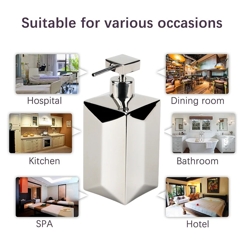 

600Ml Hand Soap Dispenser with Pump, Stainless Steel Refillable Dish Lotion Liquid Soap Dispenser for Home, Office