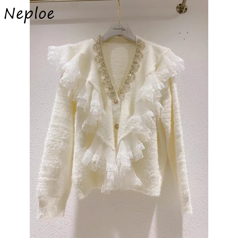 Осень-зима 2021 новинка женский свитер Neploe с украшением из кружева Женский вязаный