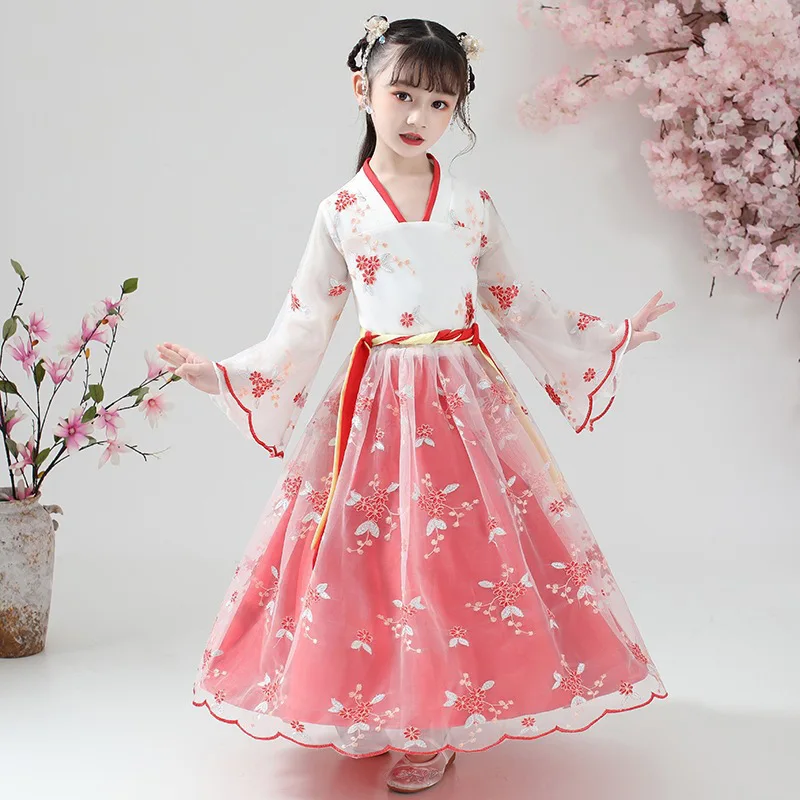 

Традиционное китайское платье принцессы для девочек, детский костюм ханьфу в Восточном китайском стиле ретро ханьфу для косплея, Детский к...