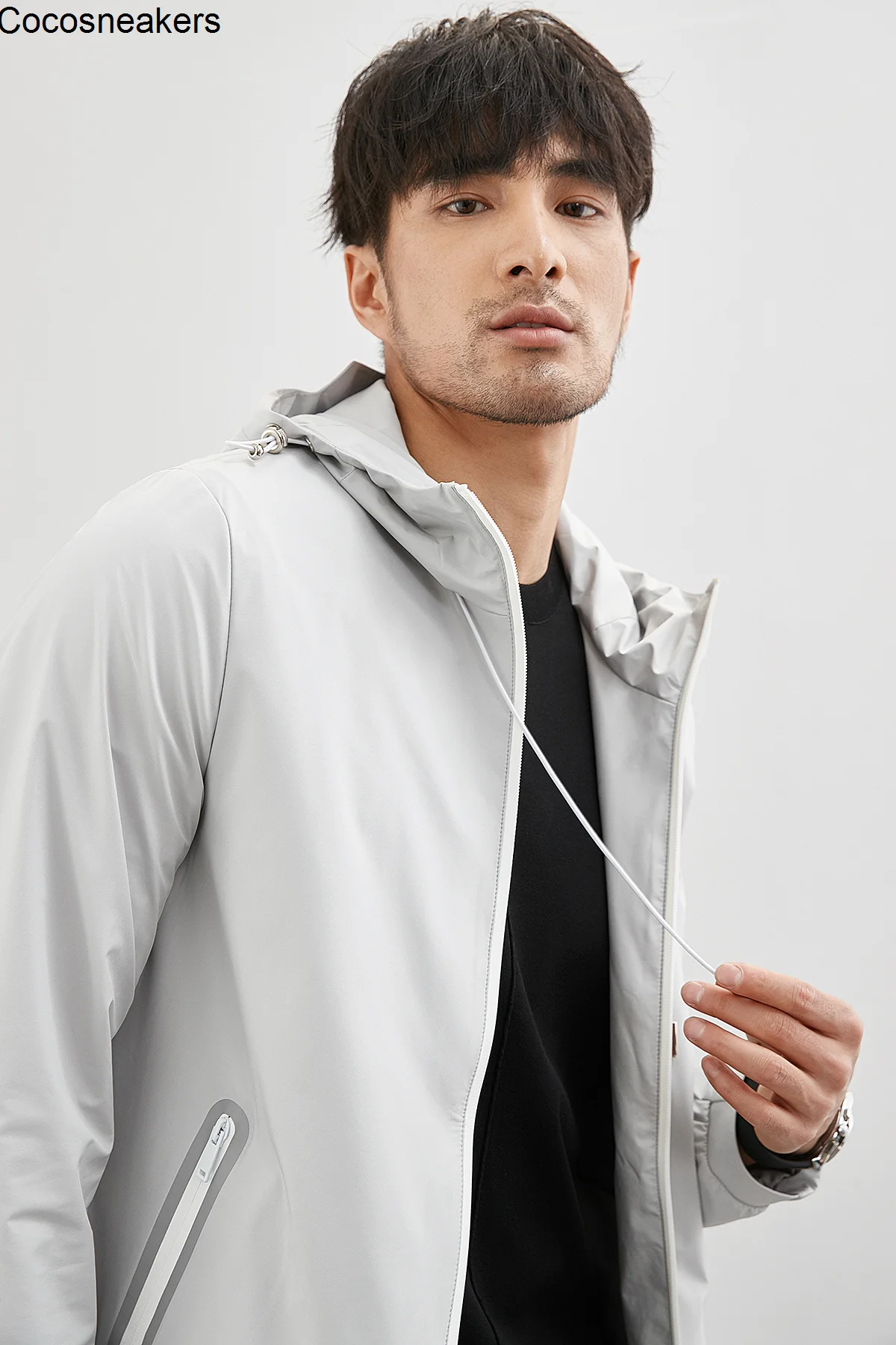 

Ветровка мужская с капюшоном, модная простая деловая куртка, функциональная ветровка для отдыха/путешествий, hb088, весна