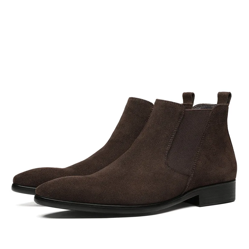 

2021 Spring and Autumn Fashion Men's New Short-tube Men's Boots Solid Color Medium Low-heel Boots Thick-heel Fashion Trend