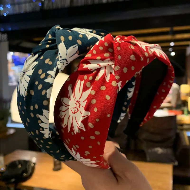 

2019 Fashion Sunflower Dot Hair Bands For Women Bohemia Headband Headwear Girls Hair Accessories Hairband Hoop Haarband opaska