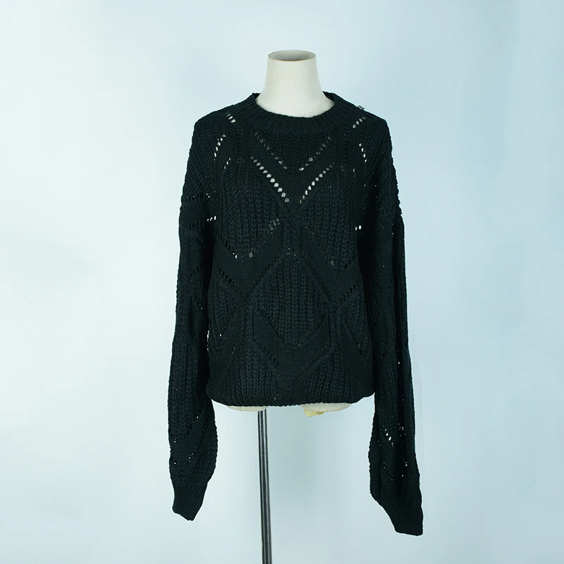 

Autumn and Winter Lazy Style Sweater Female Irregular Hollow V-Neck Long-Sleeve Knitwear FS99
