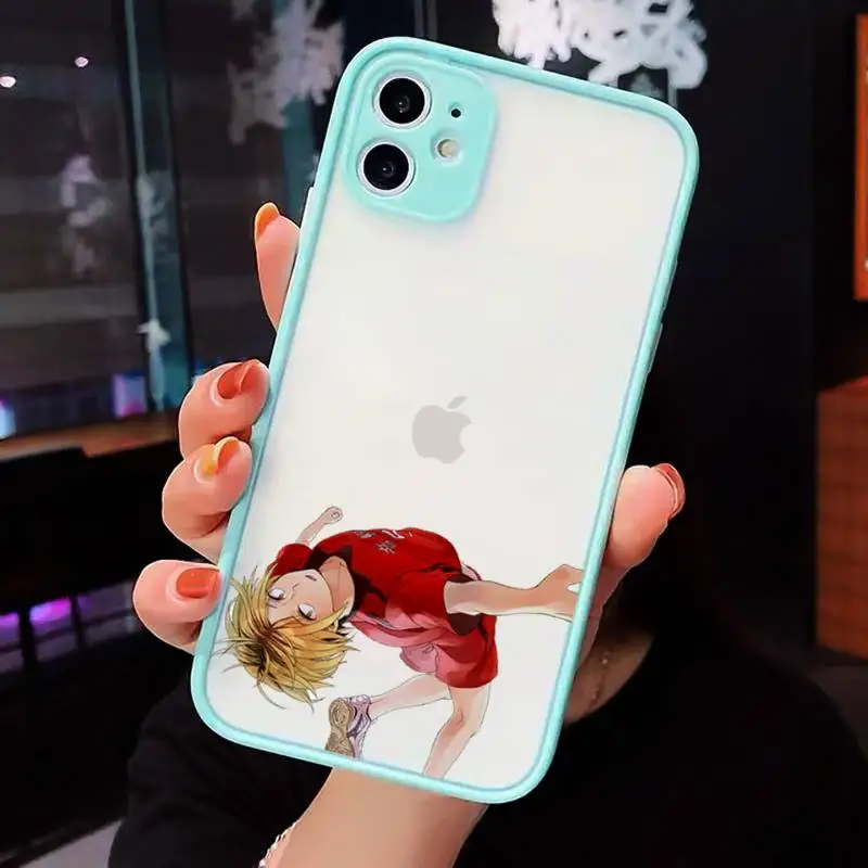 

Kenma Kozume of Haikyuu Phone Case For iPhone 12 11 Mini Pro XR XS Max 7 8 Plus X Matte transparent blue Back Cover