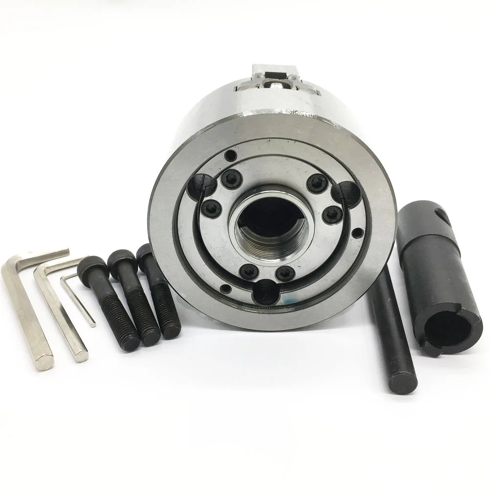 

3 Jaw 4" 4Inch 110mm Hollow Power Chuck & Back Plate for CNC Lathe Boring Cutting Tool Holder Hole Hydraulic Chuck Oil CE