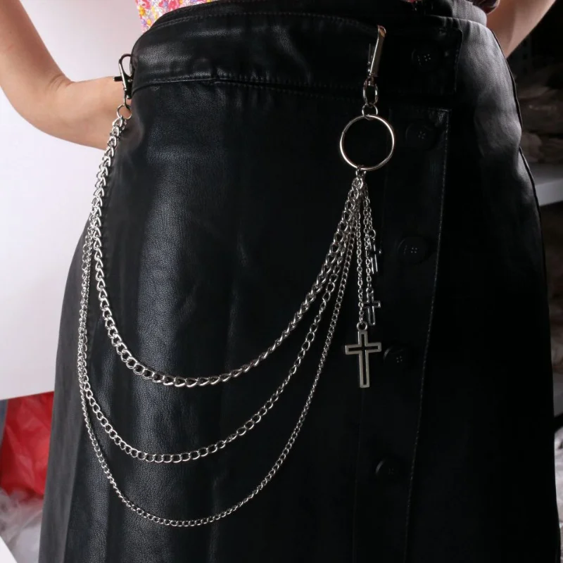 Cross Pendants Chain on The Jeans Pants Women Keychains for Men Unisex Egirl Eboy Harajuku Goth Aesthetic Hip Hop Accessories