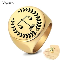 mens libra pattern engraved stamp signet ring stainless steel jewelry horoscope friendship anillo gift accessories wholesale