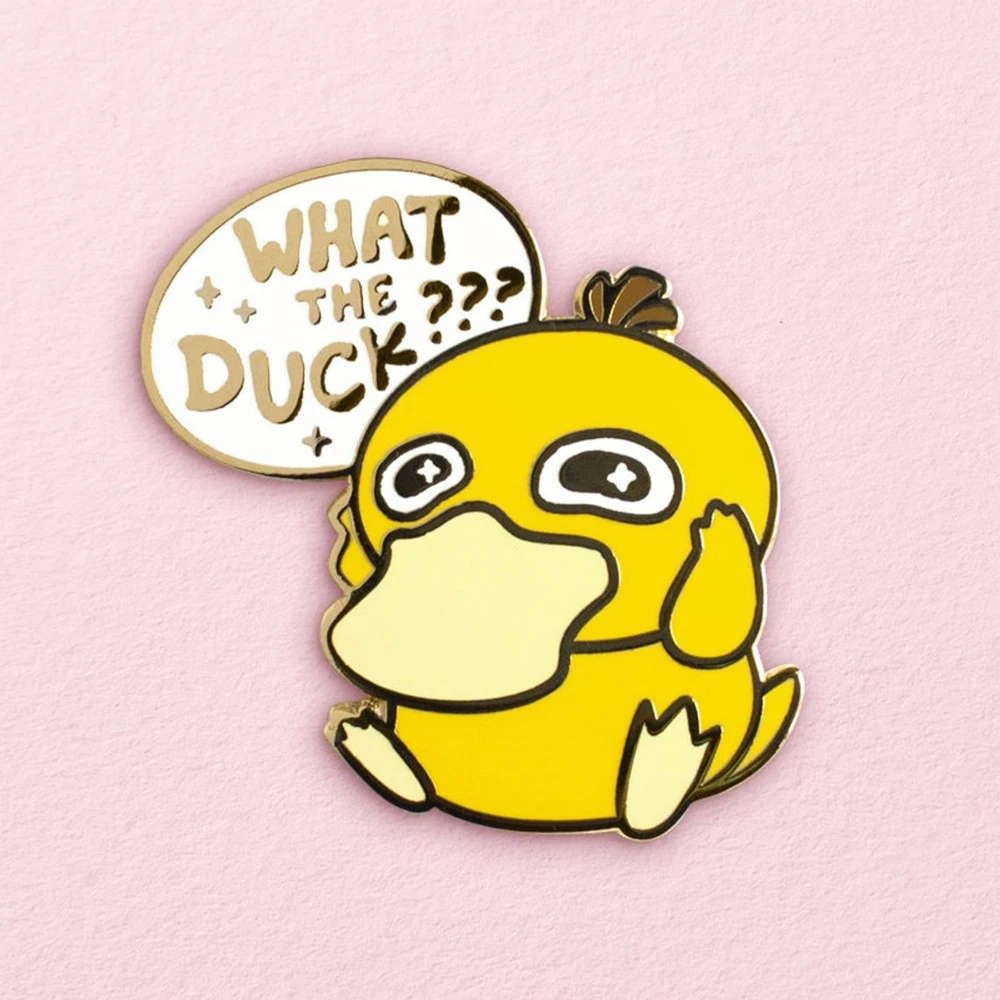 

Funny What The Duck Enamel Pin Kawaii Animal Lapel Pins Cartoon Psyduck Brooch Video Game Fans Collect Badge Unique Jewelry Gift
