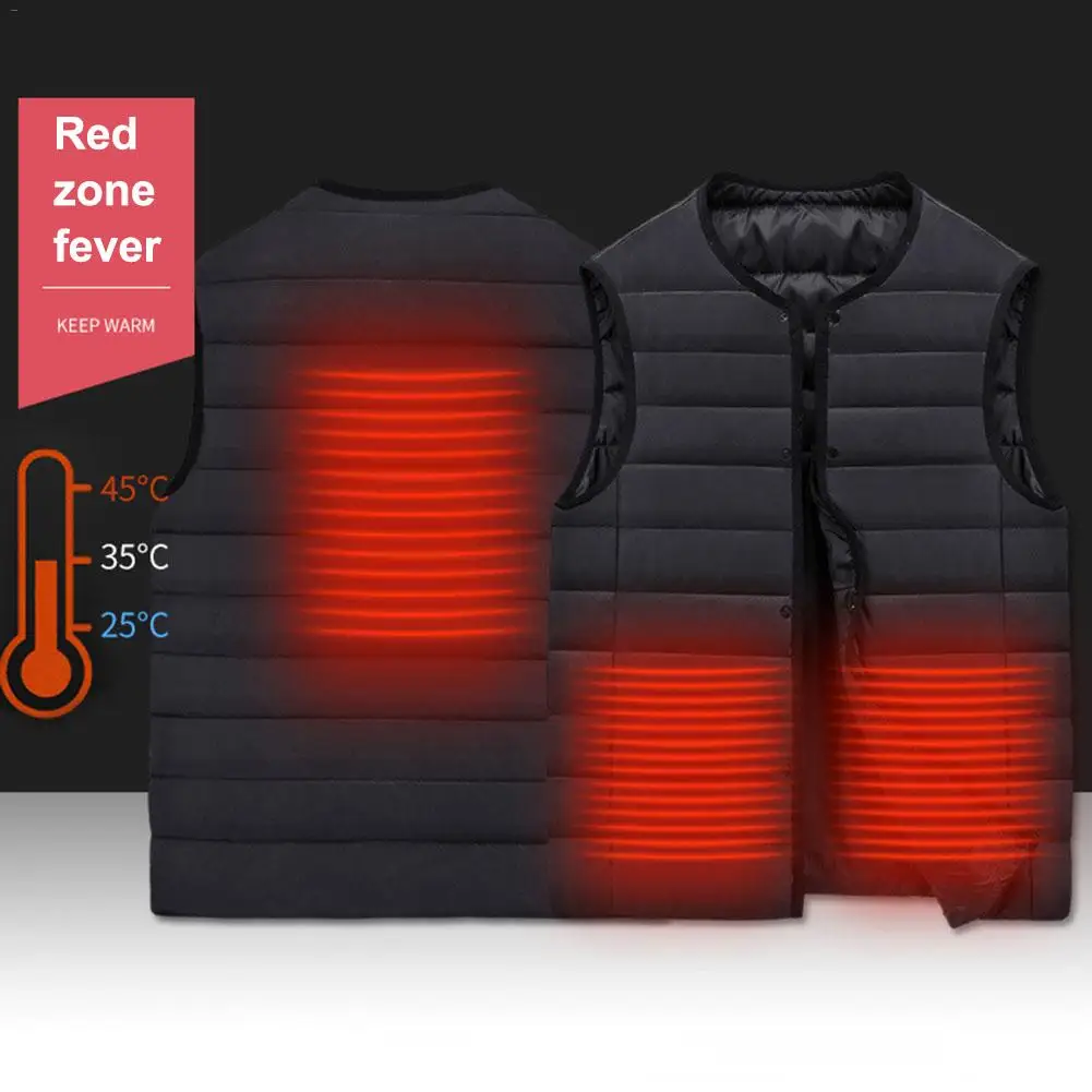 Smart Charging Heating Vest Men's Cotton Coat V-neck Graphene Carbon Fiber Heating Vest Jacket Winter Water Washable Heating Ves