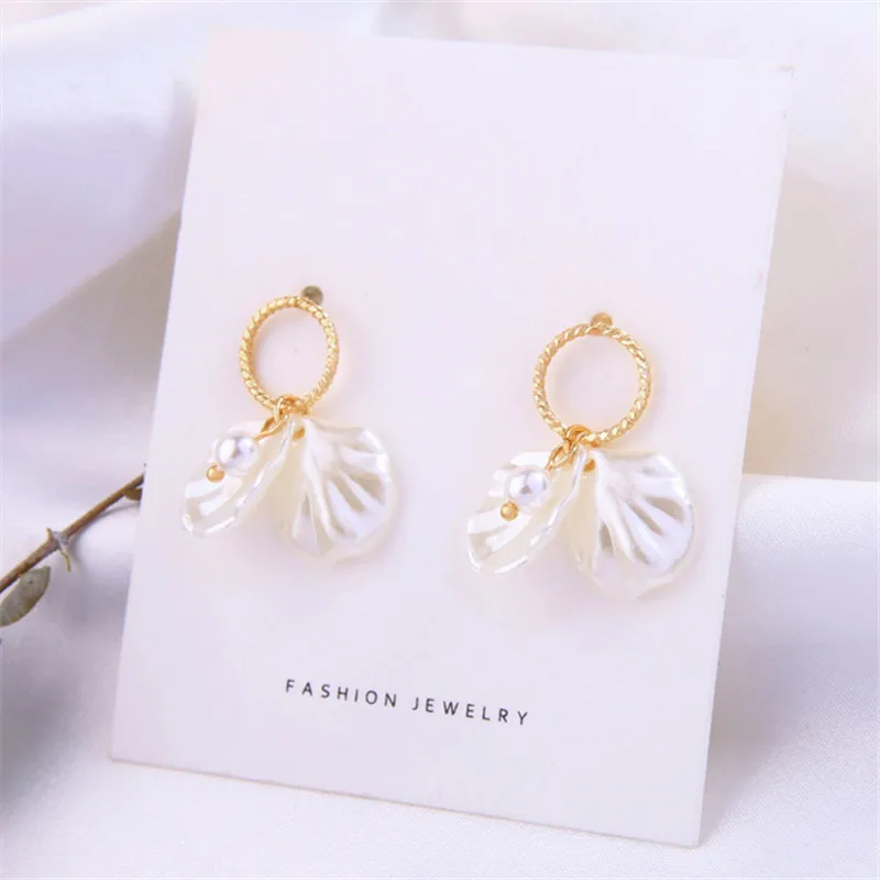 Модные металлические круглые лепестки жемчужные серьги длинные милые