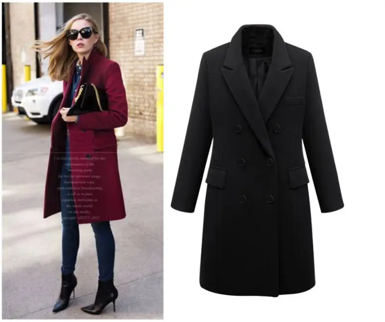 2019 осеннее зимнее Европейское женское длинное пальто Теплый Тренч 3XL 4XL 5XL черный